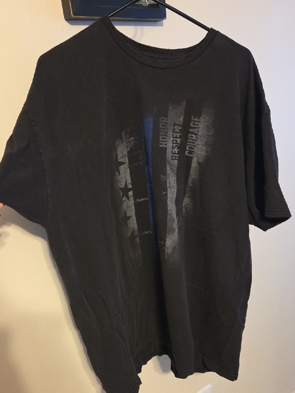 Black Graphic Men’s Crewneck T-Shirt - Respect Courage Honor